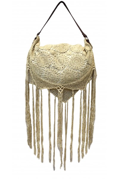 Lace Crescent Shoulder Bag